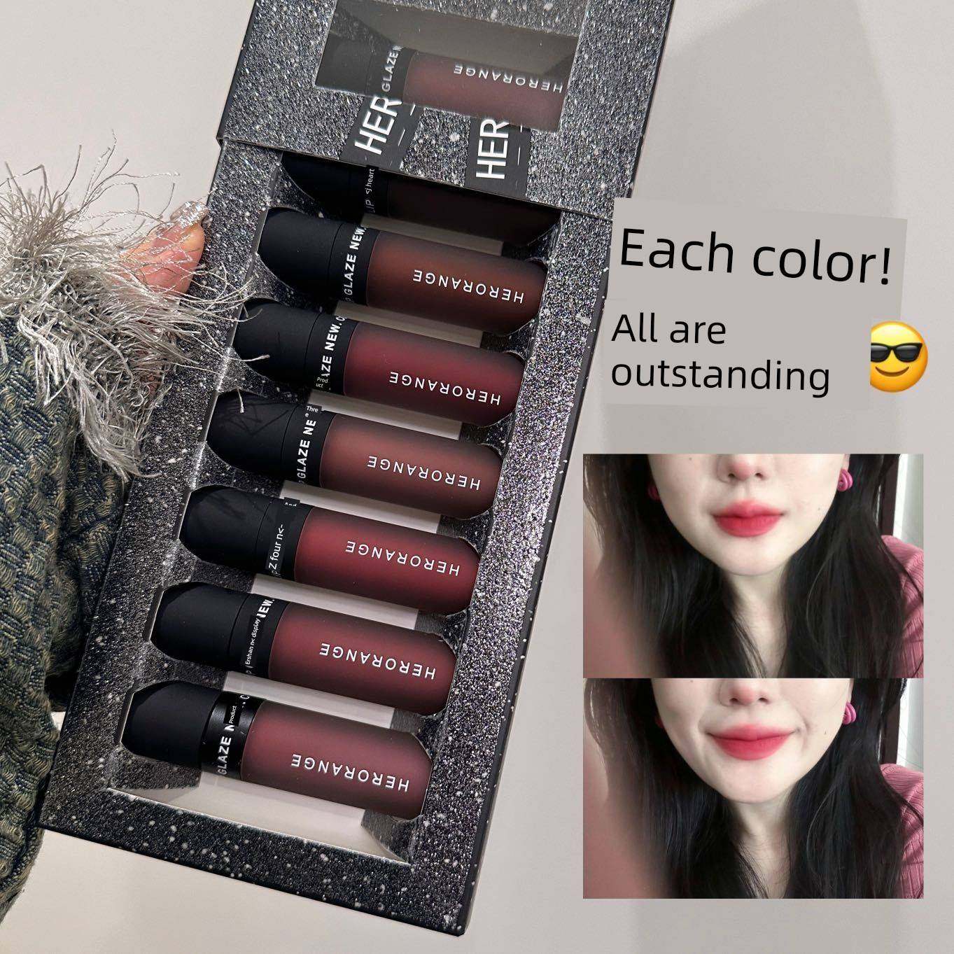 每个色都很绝】8支开门红彩妆新年礼盒唇釉雾面学生平价口红套装