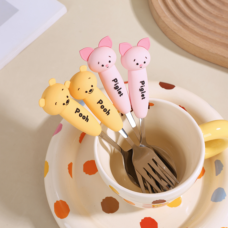 可爱不锈钢叉勺套装卡通汤勺