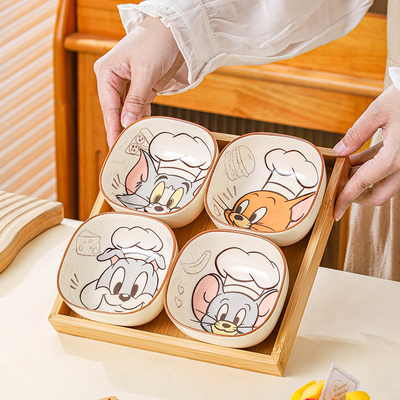 家用陶瓷碟子高颜值蘸料碟带托盘