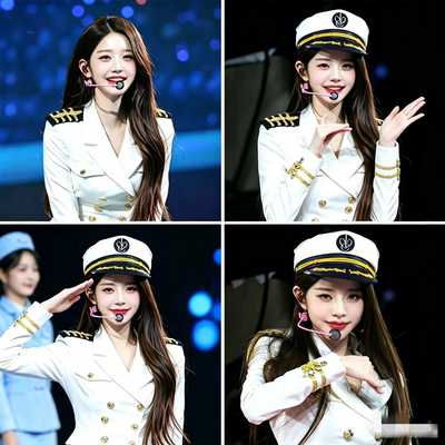 韩IVE女团张元英同款海军风套装