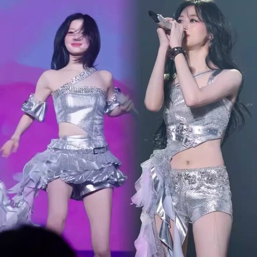 郑雅娴同款银色科技感打歌服kpop