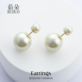 2025年爆款 CD字母经典 珍珠耳环女前后大小双珍珠两戴耳钉轻奢耳饰