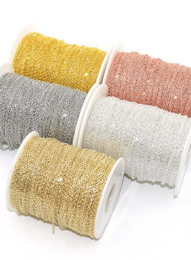 DIY配件CP铜包铁235sf扁O流苏延长链细链串珠手链项链镀金