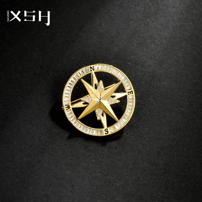 设计感小众罗盘胸针徽章时尚别针