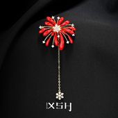 红色烟花流苏胸针女高级感精致时尚 配饰 气质新年大衣胸花别针西装