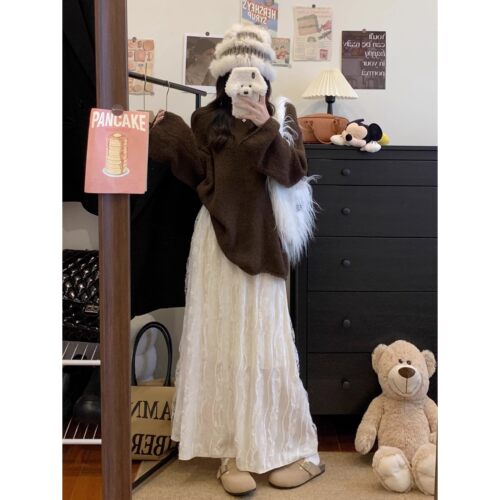 欧美Beauti Edition舒适仙女风⭐法式半身裙显瘦温柔a字蕾丝长裙