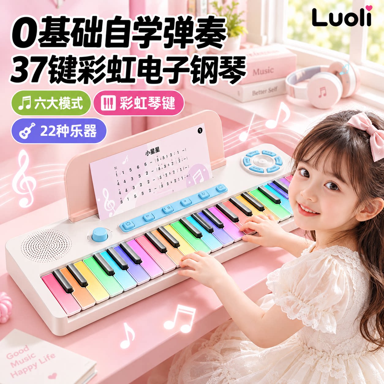 彩虹电子琴儿童钢琴玩具初学入门