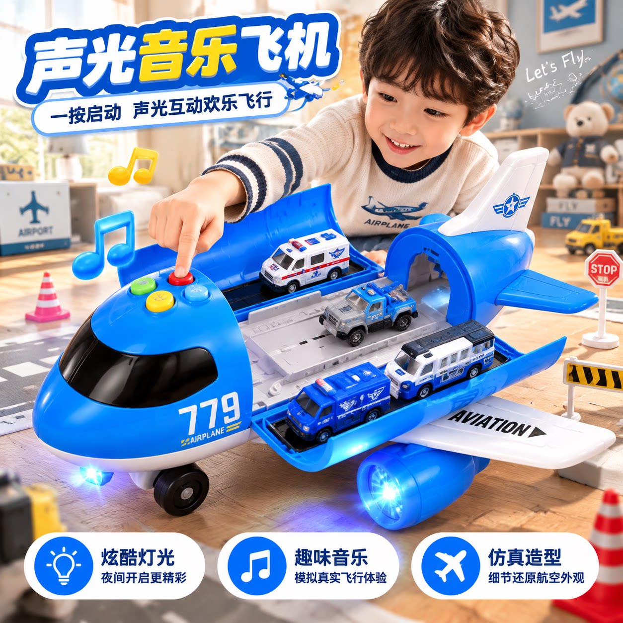 儿童玩具炫酷灯光飞机模型