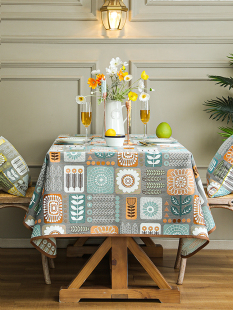 轻奢高端矩形圆桌 风格 蓬莱玫瑰花园桌布防水棉麻斯堪 纳维亚欧式