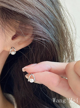 日系coss koko新款小水滴珍珠耳钉女925银法式轻奢小众优雅名媛