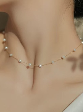 日系coss koko赵思露满天星珍珠项链女s925银多种戴法可调节锁骨