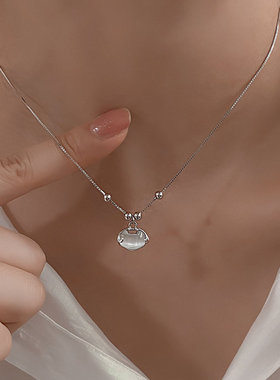 日系coss kokos925银祥云福锁项链女简约中国风玉髓吊坠锁骨