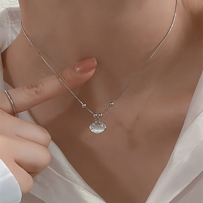 日系coss kokos925银祥云福锁项链女简约中国风玉髓吊坠锁骨
