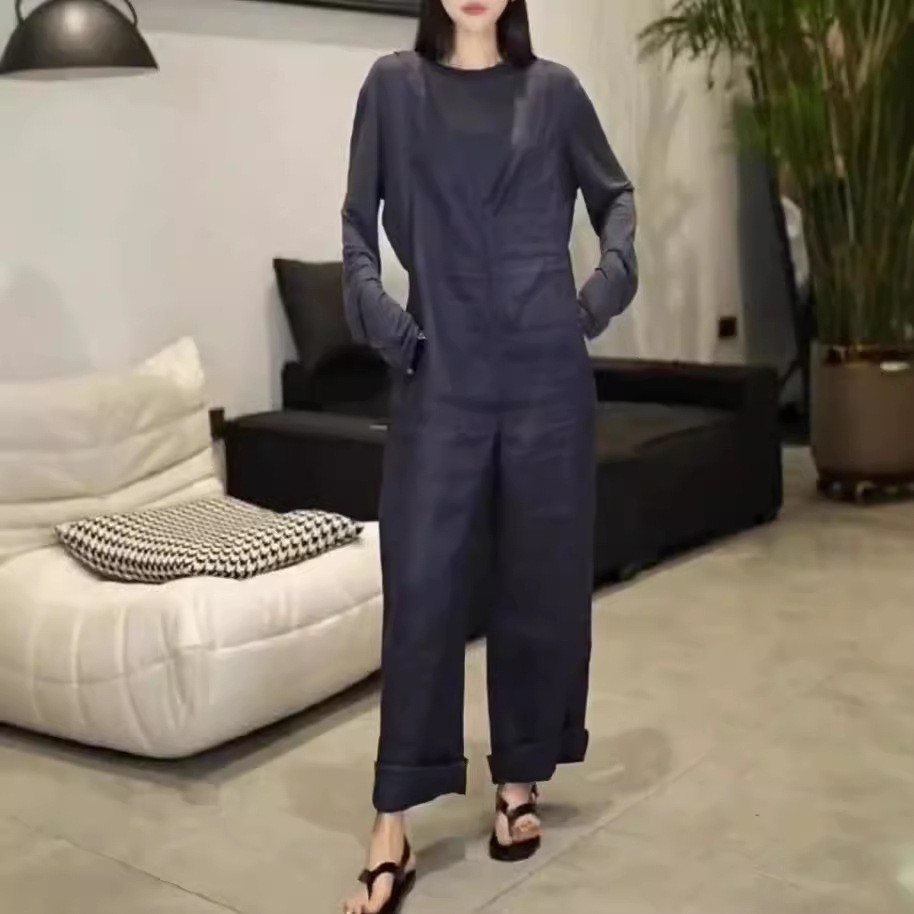 日系coss koko新款欧货洋气长袖打底t恤高腰背带裤显瘦女潮