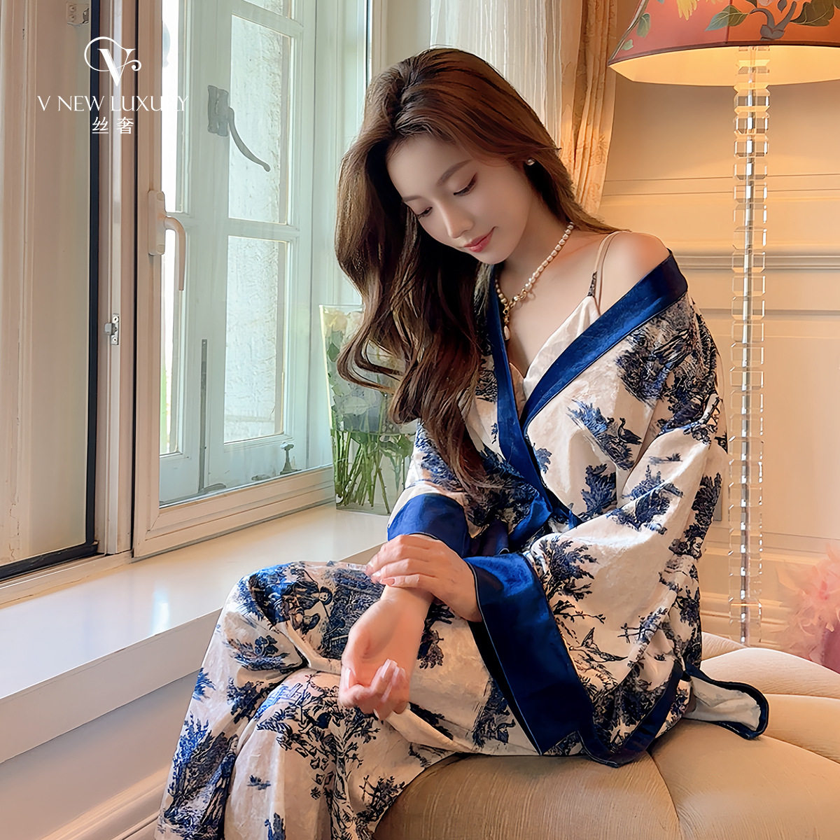 日系cherrykoko丝奢家居服v7s3126 气质轻奢小众设计师款金丝绒