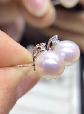 日系coss kokodiy珍珠配件 s925银时尚单钻王妃款耳钉空托半成品