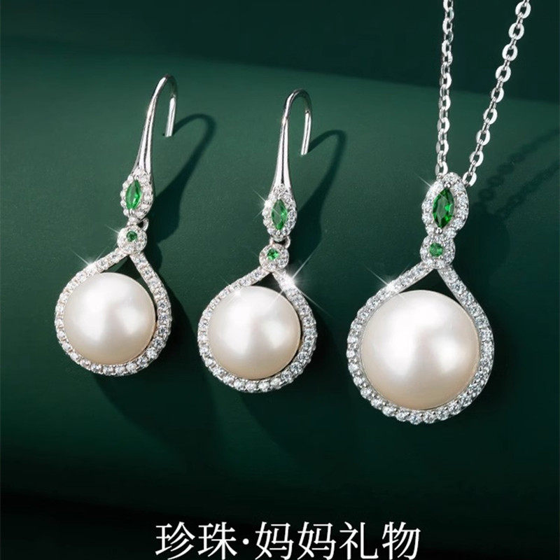 日系coss kokos925银珍珠项链套装女简约大气高级感淡水珍珠耳环