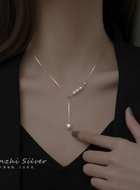 日系coss kokos925银流苏珍珠项链女简约轻奢小众一款多戴串珠