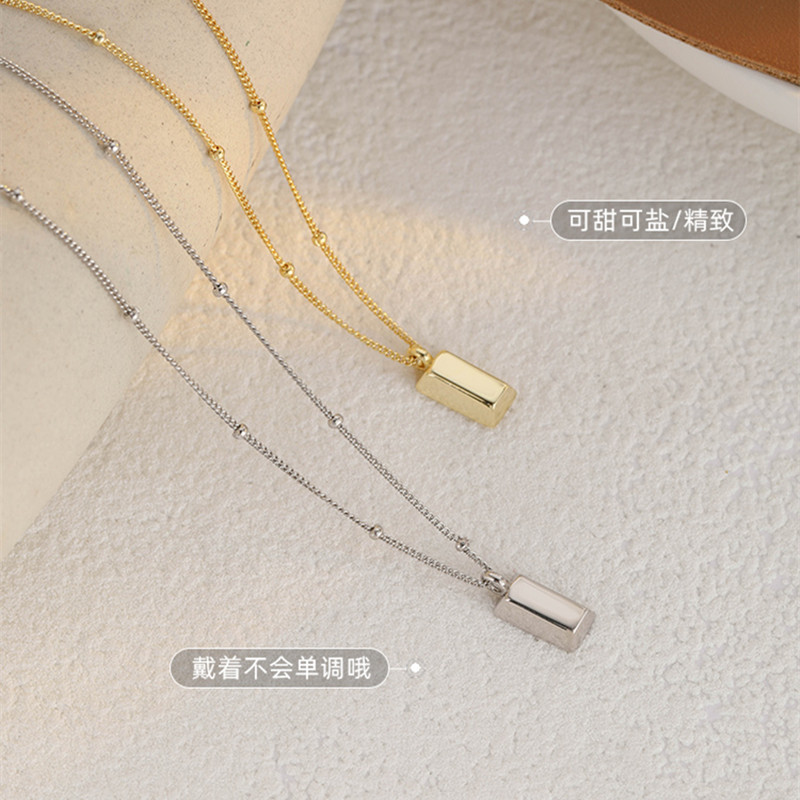 日系coss kokos925银小金条项链女新款潮小众设计感轻奢高级锁骨
