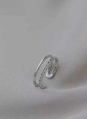 日系coss koko双层戒指女素圈s925银小众设计感冷淡风高级感食指