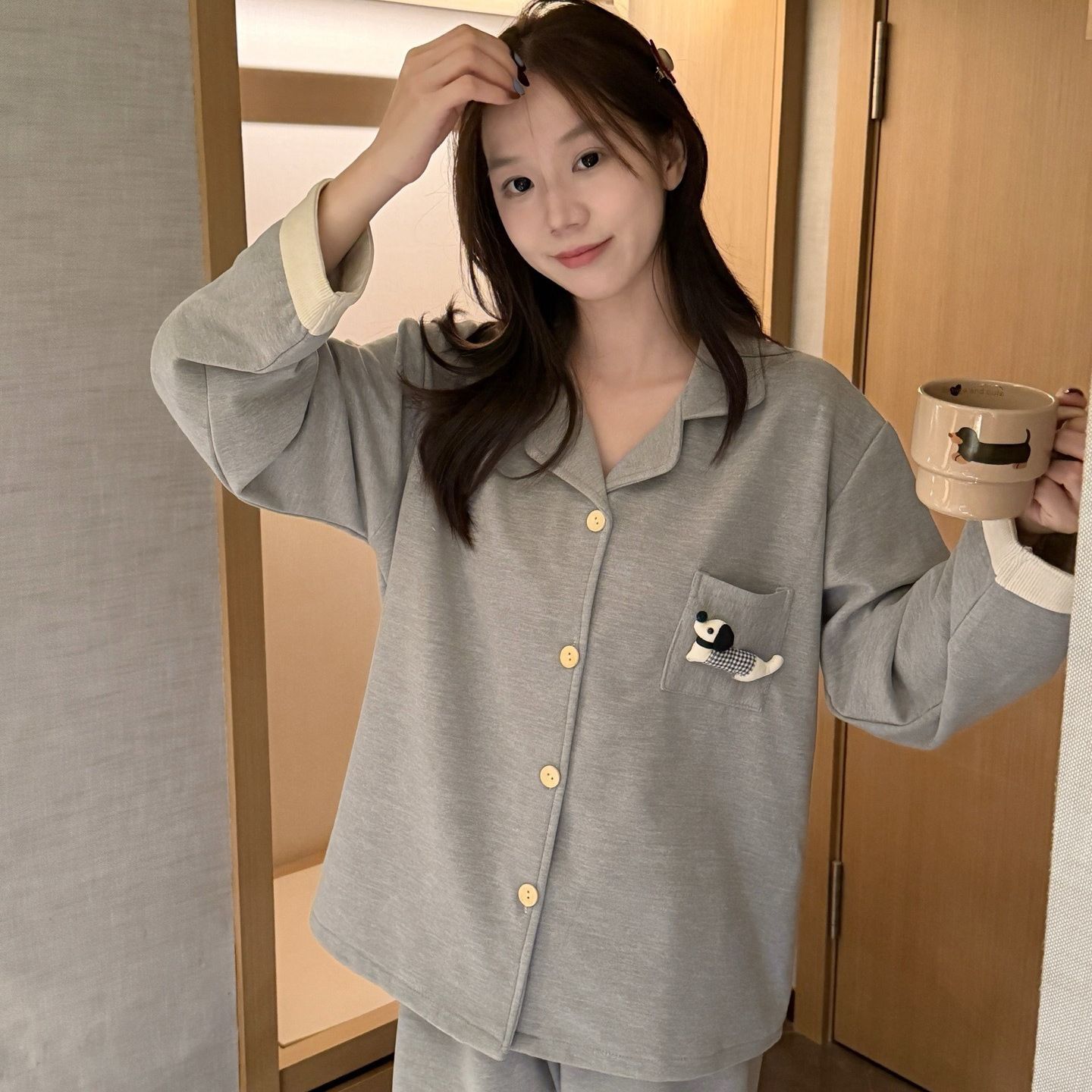 法国Gentle Motto蚕丝羊绒睡衣女秋冬季新款加厚保暖甜美可爱少女