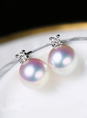 日系coss kokos925银珍珠耳钉女时尚王妃款四爪镶单钻耳环diy