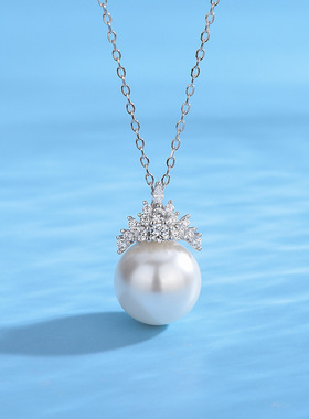 日系coss kokos925银单珍珠项链女夏年新款精致简约满钻吊坠diy