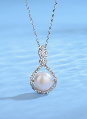 日系coss koko新款s925银珍珠吊坠项链女复古几何水滴锁骨链diy