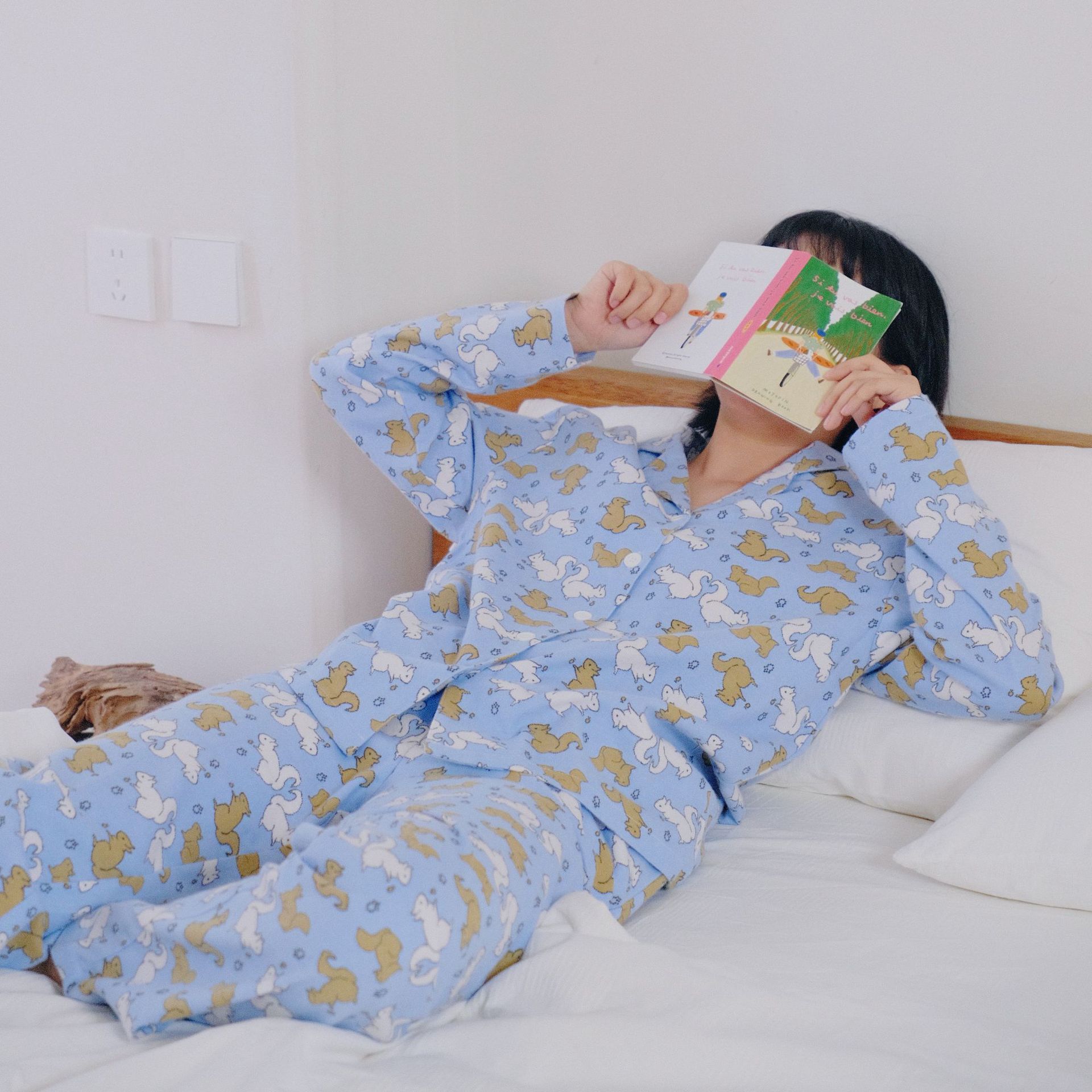 日系cherrykoko睡衣女秋冬季全棉磨毛法兰绒棉长袖睡衣日系可爱