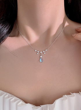 日系coss kokos925银月光石美人泪项链女轻奢小众设计锁骨链冷淡