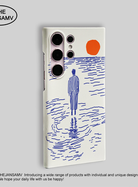 海日独思高级感适用三星S25ultra手机壳红色s24/s23/s22note20ultra半包硬壳韩国涂层菲林个性创意新款