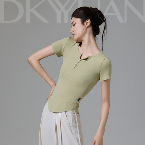 豆蔻依缘现代舞练功服夏季短袖基础T恤修身显瘦训练服演出舞蹈服