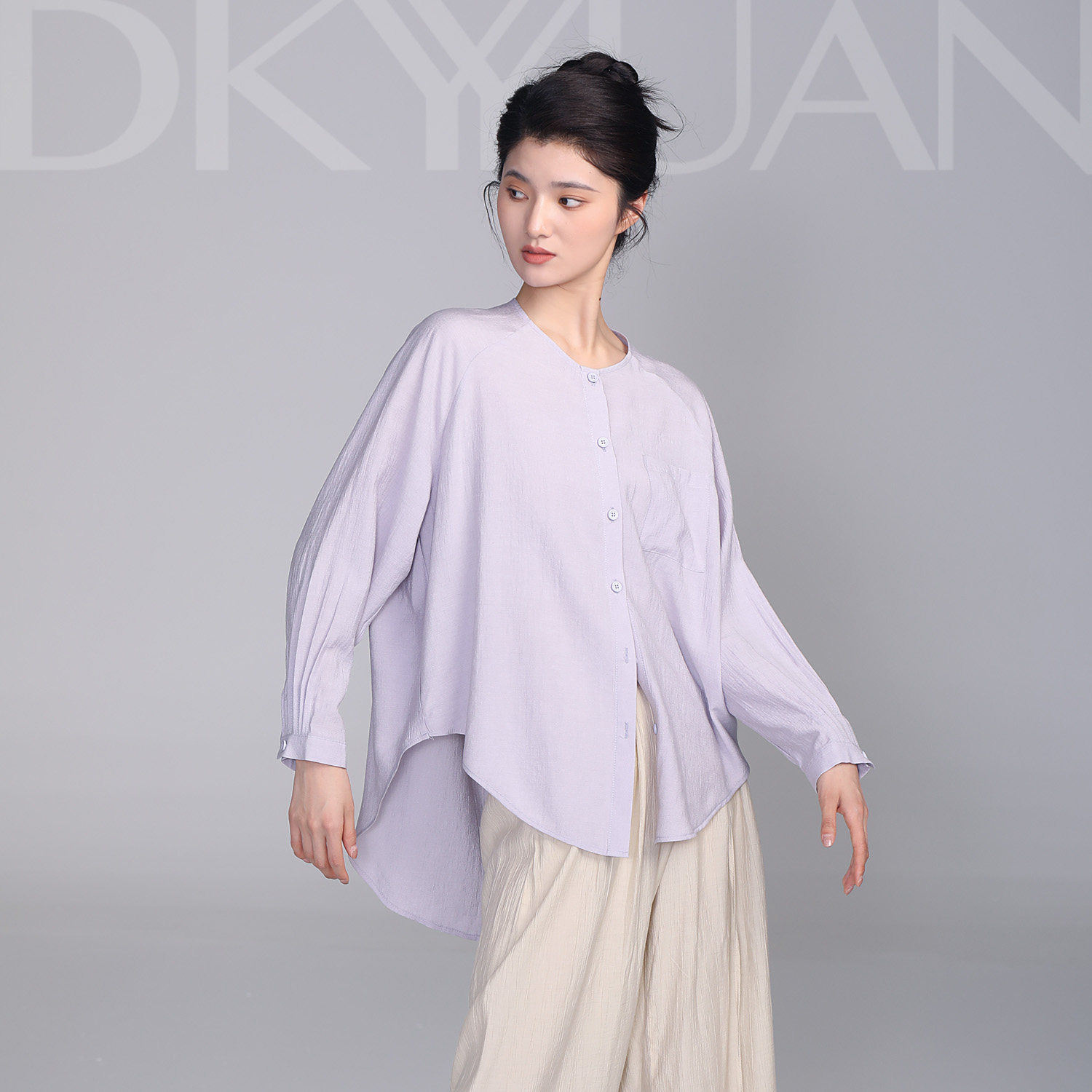 豆蔻依缘现代舞练功服新中式衬衫长袖上衣宽松显瘦舞蹈服演出服女图片