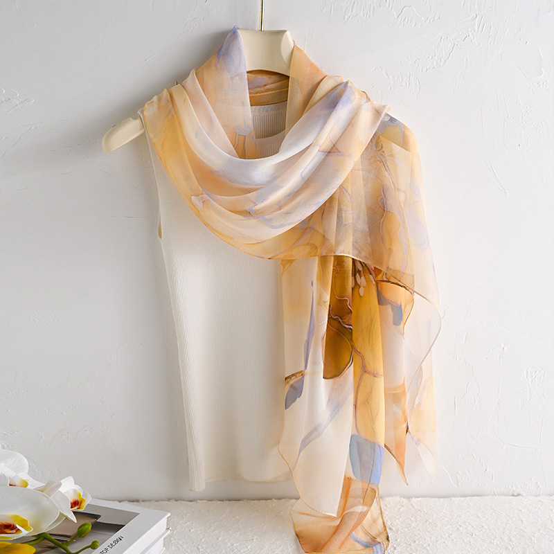 真丝披肩女外搭秋季薄款围巾高级感纱巾送妈妈丝巾杭州丝绸护颈巾