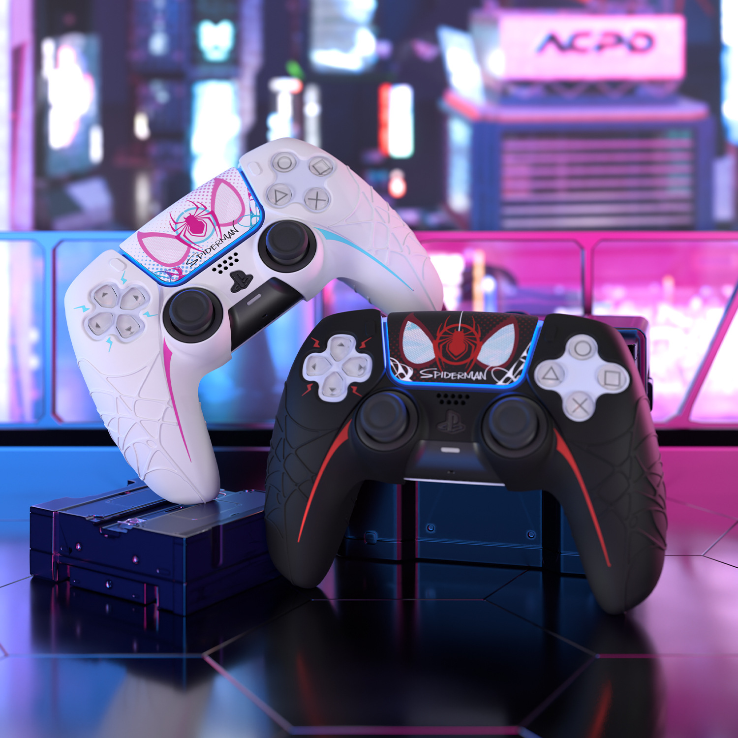 ps5手柄保护套蜘蛛侠硅胶套适用索尼ps5原装手柄套贴纸改装改色防滑贴外壳保护膜痛贴全包防摔软壳赠摇杆帽