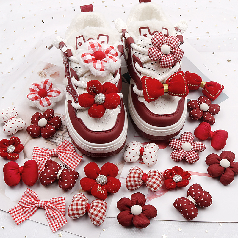 御远2025年新款红色新年鞋扣