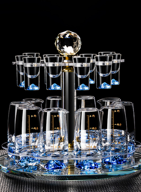 轻奢高档白酒杯分酒器家用水晶玻璃小酒盅一口杯酒具套装带刻度