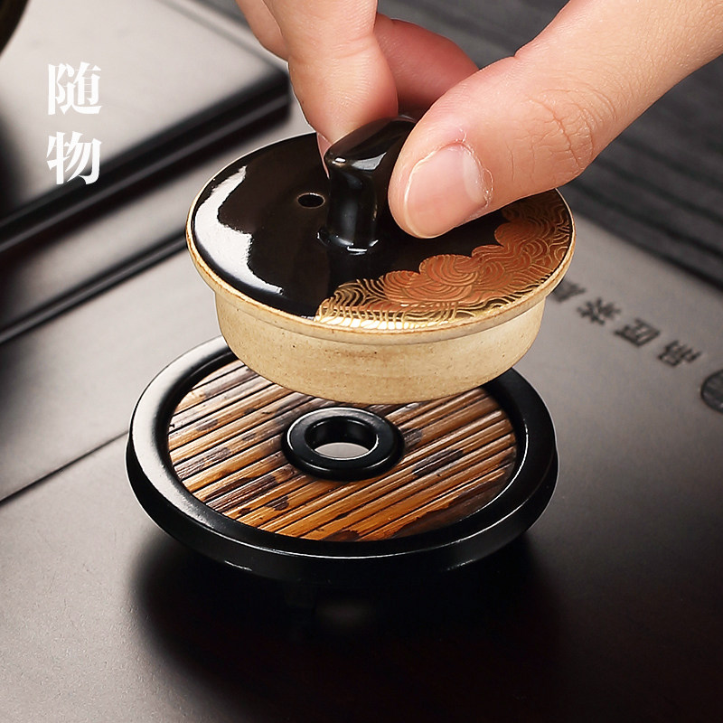 梅花竹制盖置紫砂茶壶盖碗盖托功夫茶具配件茶搁茶桌装饰茶杯茶垫