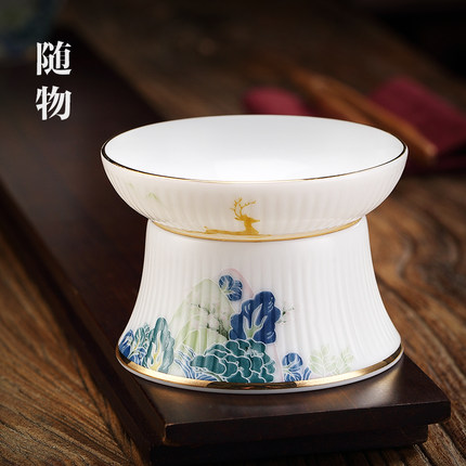 陶瓷功夫泡茶过滤器白瓷茶漏茶滤茶渣过滤茶隔茶具配件超细滤茶网