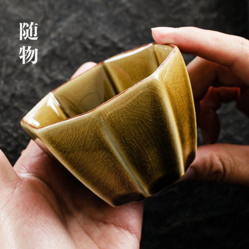 哥窑主人杯八方杯景德镇陶瓷茶杯个人专用冰裂品茗杯汝窑单杯茶具图片