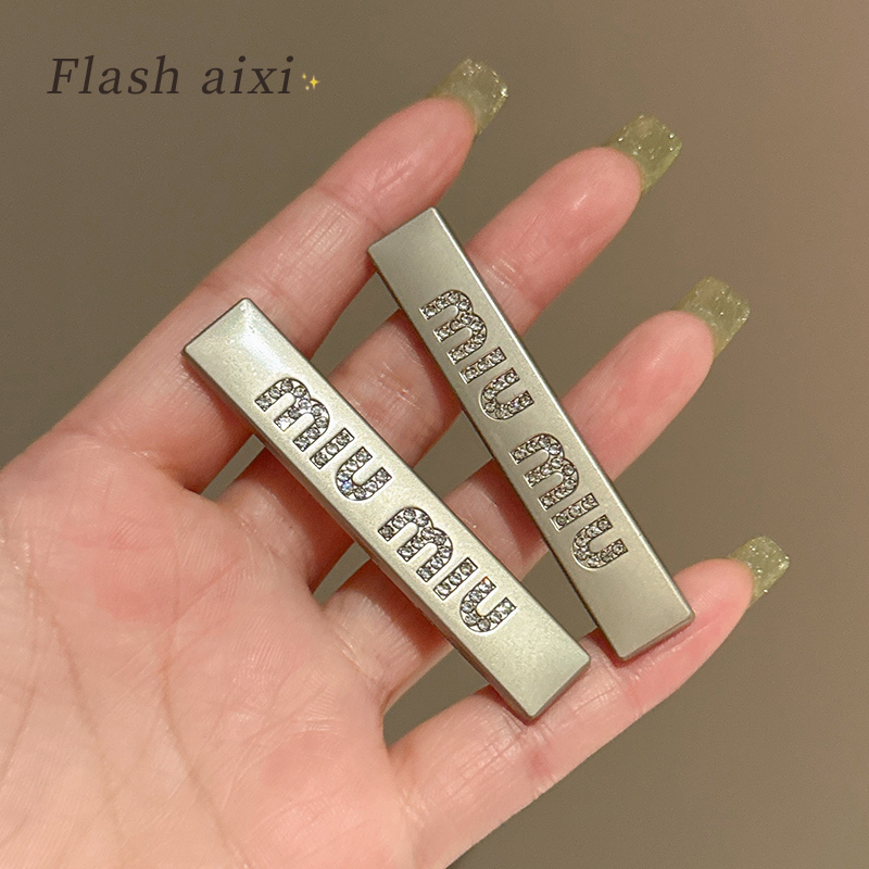 甜酷风英文闪钻碎发刘海鸭嘴夹子