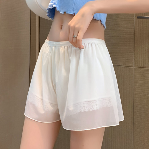 白色蕾丝安全裤女夏防走光裙裤薄