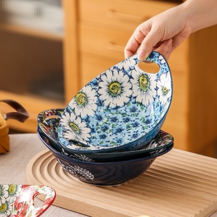 宝碗家用菜碗水果面沙拉焗饭盘零食烤盘汤碗微波炉双耳烤箱碗盘 元