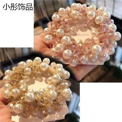 水晶珍珠发圈甜美头饰扎头发饰品