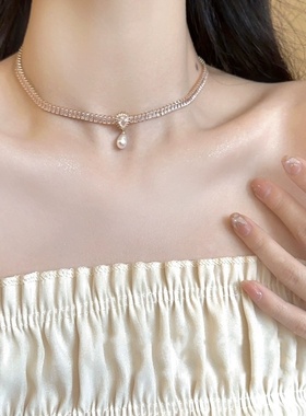 在逃公主水晶项链法式复古