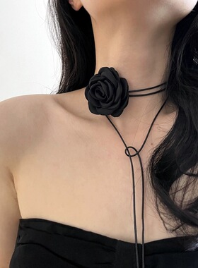 暗夜玫瑰系带choker气质颈链项链
