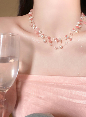珍珠串珠项链女清冷感
