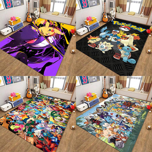 卡通地毯宝可梦可爱卧室ins儿童房床边毯动漫家用简约满铺地垫