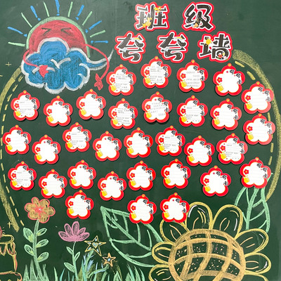 班级夸夸墙贴小红花点赞表扬卡片