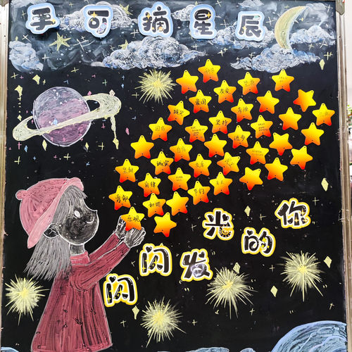 教室黑板布置卡片许愿墙五角星
